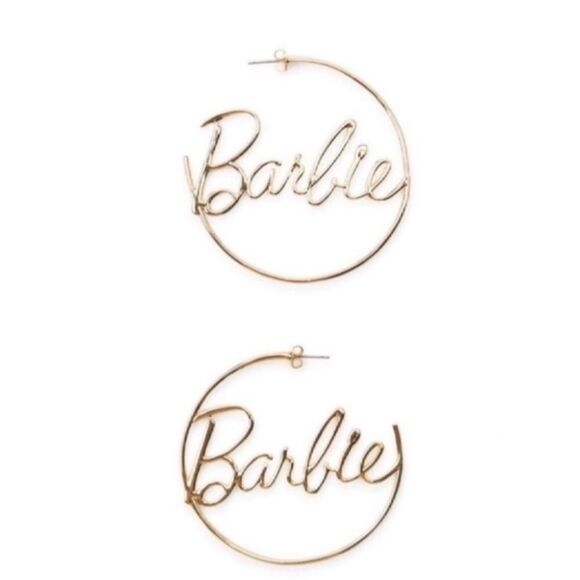 New Barbie Gold Plated Hoop Earrings - Picture 3 of 9